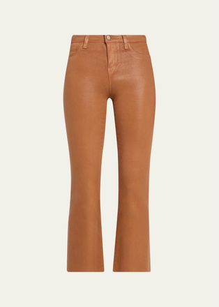 L'agence Kendra High-Rise Coated Crop Flare Jeans