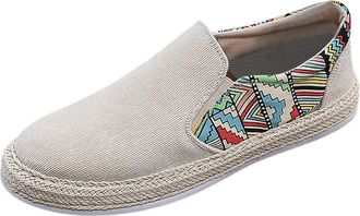 Generic Canvas Slip On Trainers Men, Mens Boat Shoes Wide Width, Casual Shoe Printing Bean Shoes Breathable Outdoor Shoe Flat Bottom Walking Trainer for Work 