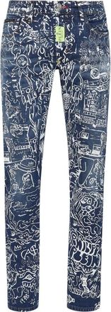 Philipp Plein Super Straight Jeans - Heren - Slim Fit Jeans - Blauw - W28 - Denim - Jeans