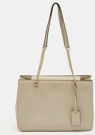 DKNY Dkny Light Beige Leather Bryant Park Chain Tote