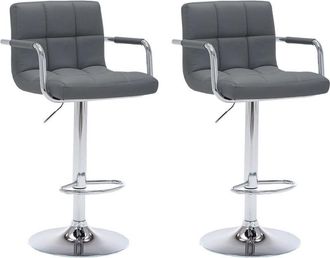 Happy Garden Lote de 2 taburetes de bar grises con reposabrazos MIKE