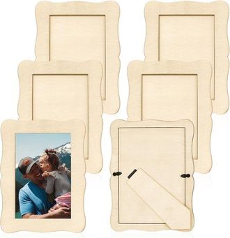 OEM 6 Marcos De Fotos De Madera Sin Acabado De 10x15 Cm - Borde Rectangular - Decoraci&oacute;n De Madera Para Fiestas Diy