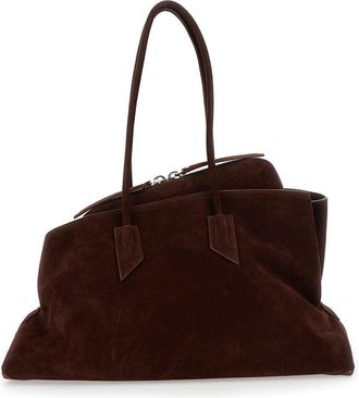 The Attico Womens Shoulder Bag La Passeggiata Brown Suede
