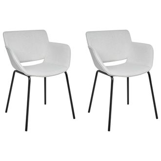 Beliani Beliani - Conjunto De 2 Sillas De Comedor Elegantes Tapicer&iacute;a De Poli&eacute;ster Patas De Metal Muebles De Comedor Gris Claro Axtel