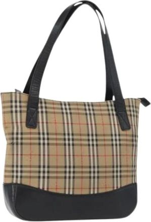 Burberry Pre-owned Shoulder Bags, female, Beige, Size: ONE SIZE Pre-owned Canvas Shoulder Bag