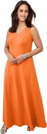 Jessica London Stretch Cotton Crochet-Back Maxi Dress in Orange Twist at Nordstrom, Size 26