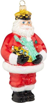 Joy to the World Collectibles NYC Cabbie with Statue of Liberty Santa Glass Ornament in Red at Nordstrom
