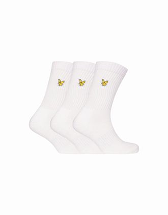 Lyle & Scott Lyle And Scott Mens 3-Pack Hamilton Sports Socks, White - White/White - Size: 16/14.5/8/15/8.5/15.5/9/13/13.5/14/6.5/7/7.5/11.5/5/12/5.5/12.5/6/3.5/3