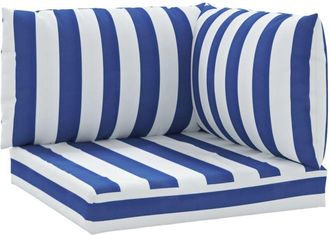 vidaXL Cojines Para Pal&eacute;s 3 Piezas Tela Oxford Azul Y Blanco A Rayas Vidaxl