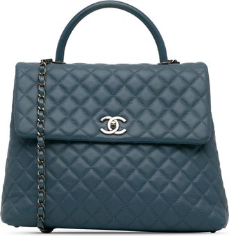 Chanel Pre-owned Womens Coco Handle Top Bag - Dark Grey Leather - One Size