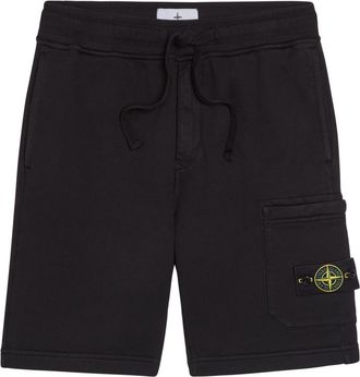 Stone Island Logo Cotton Shorts - Black - Xxl