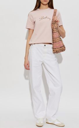 Burberry T-shirt With Logo, Womens, Pink