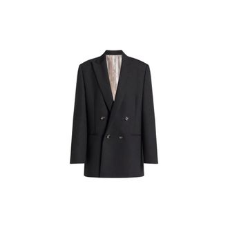 Alberta Ferretti Alberta Ferretti, Blazers, female, Black, Size: S Double-breasted Blazer in Tropical Wool
