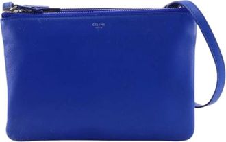 Celine Pre-owned Trio Small Lambskin Shoulder Bag - Dames - Vintage Schoudertas - Blauw - ONE Size - Leer - Vintage