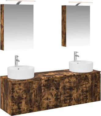 vidaXL Juego De Muebles De Ba&ntilde;o 5 Uds. Roble Ahumado Vidaxl