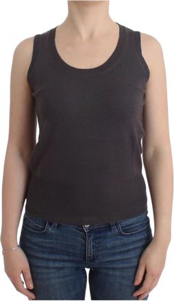 John Galliano Mouwloze Bruine Gebreide Top - Dames - Tops zonder mouwen - Bruin - S - Wol - Tops
