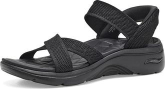 Skechers On-The-Go Hands Free Slip-ins GO Walk Arch Fit 2.0 Sandals w/ Shiny Yarn Womens Sandals Black/Black : 10 B - Medium, Textile