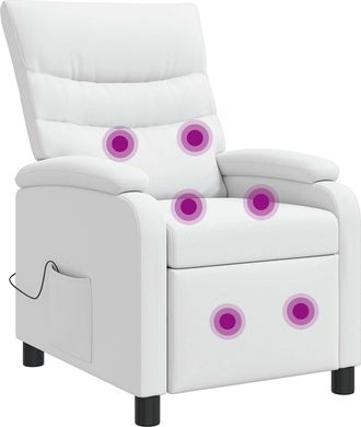 vidaXL Silla De Masajes Reclinable Blanco Cuero Sint&eacute;tico Vidaxl