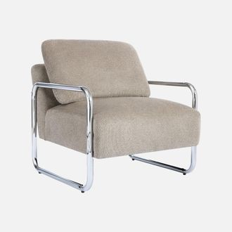 Sweeek Sill&oacute;n Vintage De Tela Chenilla Con Estructura Cromada