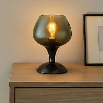 Globo Lighting Lampada Da Tavolo Led In Vetro Fum&eacute; Lampada Da Comodino Nero Verde Lampada Da Soggiorno Lampada Da Tavolo, Metallo, 7w806lm Bianco Caldo, Dxh 15 X 20,
