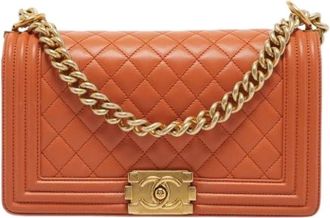 Chanel Pre-owned Vintage Cross Body Bag - Dames - Vintage Schoudertas - Oranje - ONE Size - Leer - Vintage