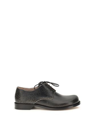 Loewe Mens Derby Lace-Ups Campo Black-Cream Calf Leather Lace-Up Shoes Black/cream Flat