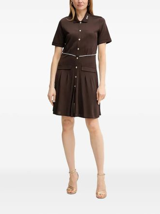 Liu Jo button-down pleated mini dress - women - Viscose/Polyamide/Elastane - S - Brown