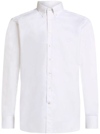 Etro logo-embroidered button-down shirt - men - Cotton - 45 - White