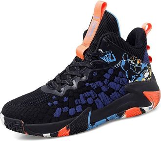 Generic Mens Basketball Shoes are Breathable Lightweight Comfortable Non Slip Indoor Outdoor Sports Training Boots Walking Shoes(Black,4.5 UK)