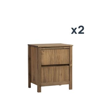 Klast Packs 2 mesitas de noche madera nogal 50 cm x 58 cm cm