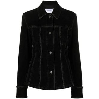 Ferragamo Fitted Velvet Denim Trucker Jacket