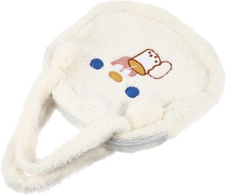 Frcolor Plush Bear Ear Tote Bag for Women Soft Single-shoulder Handbag Portable Crossbody Bag Casual for Work School Shopping