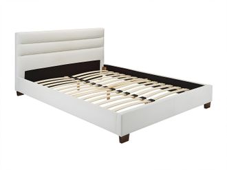 Vente-Unique Cama FAUSTIN - 160x200 cm - Piel sint&eacute;tica blanca