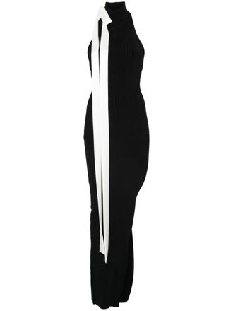 DAVID KOMA satin-bow maxi dress - Black
