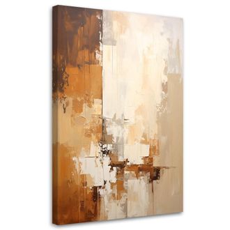 Feeby Cuadro Sobre Lienzo, Abstracci&oacute;n Moderna Beige Y Marr&oacute;n, 80x120