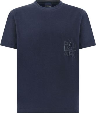 Paul & Shark Navy Blue Crew Neck Embroidered T-Shirt