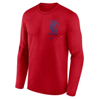 Nike Dominican Republic National Baseball Team 2026 World Baseball Classic 2-Hit Legend Nike Mens Dri-FIT Long-Sleeve T-Shirt in Red | NKGT62QWBD-1YN