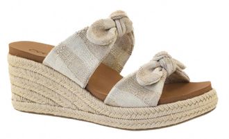 Corkys Footwear Womens Tie The Knot Wedge Sandal In Tan Stripe