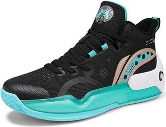 Generic Mens Basketball Shoes with Breathable Non Slip Soft Sole Fashionable Sports Training Boots Walking Shoes(Black,5.5 UK)