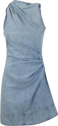 Alexander McQueen Alexander McQueen, Short Dresses, female, Blue, Size: XS Denim Asymmetric Mini Dress