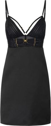 Elisabetta Franchi Mini Jurk in Duchesse Satijn - Dames - Korte kleedjes - Zwart - L - Satijn - Kleedjes