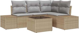 vidaXL Garden Sofa Set with Storage Beige and Light Grey Poly Rattan vidaXL