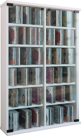 ebuy24 Ebuy24 - Vcm Cd Shelf Wood Gabinete De Cd Con Puertas De Vidrio De Seguridad Esg Para 300 Cd O 130 Dvds O 72 V&iacute;deos Dimensiones: Al. 92 X An. 60 X P. 