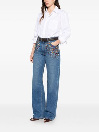 Stella McCartney Crystal-Embellished Denim Jeans - Blue