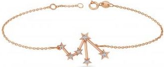 Allurez Diamond Libra Zodiac Constellation Star Bracelet 14k Rose Gold (0.08ct)