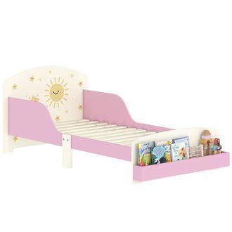 OEM Cama Infantil Para Ni&ntilde;os De +3 A&ntilde;os 70x140 Cm De Madera Con Almacenaje Y Dibujos De Estrellas Para Dormitorio Rosa