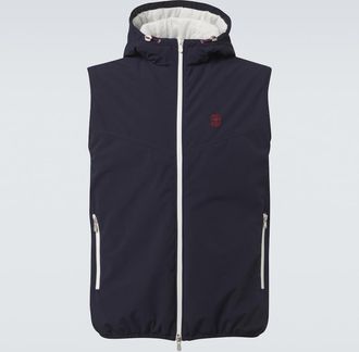 Brunello Cucinelli Chaleco de nylon con logo y capucha
