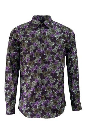 Lords of Harlech Nicoli Button-Up Shirt in Dense Floral Olive at Nordstrom, Size Xx-Large