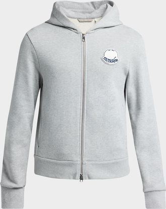 Moncler Mens Chenille-Logo Full-Zip Hoodie