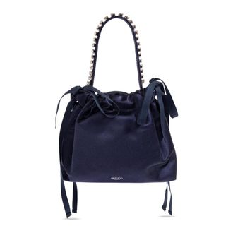 Jimmy Choo London Drawstring Mini Top Handle - Dames - Handtassen - Blauw - ONE Size - Satijn - Tassen